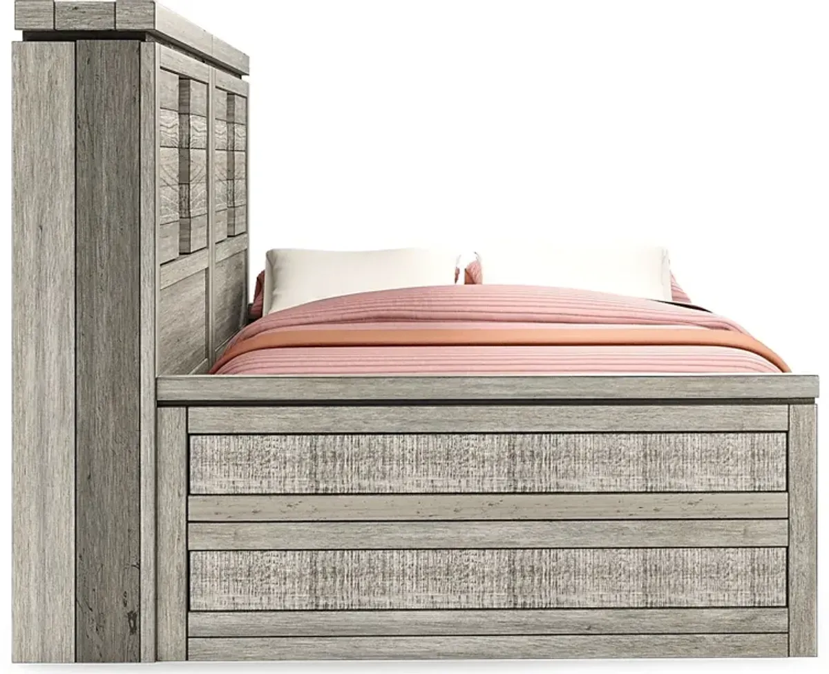 Kids Westover Hills Jr. Gray 3 Pc Full Bookcase Wall Bed with Storage Side Rail