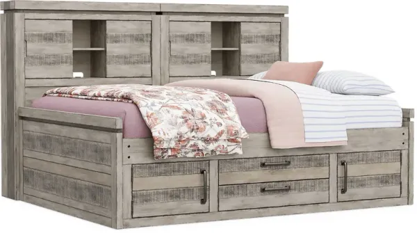 Kids Westover Hills Jr. Gray Full Bookcase Wall Bed with Storage Side Rail