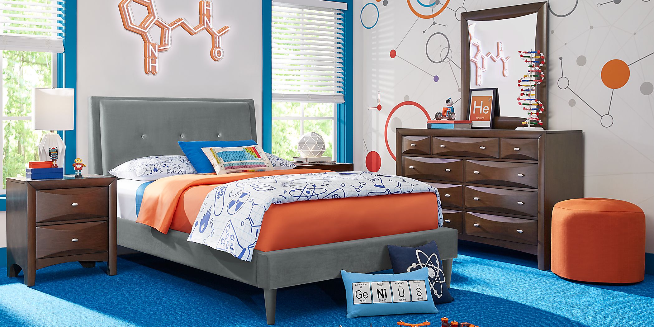 Kids Jaidyn Gray 3 Pc Full Upholstered Bed