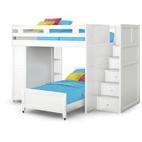 Ivy League 2.0 White Twin/Full Step Loft with Chest and Bookcase