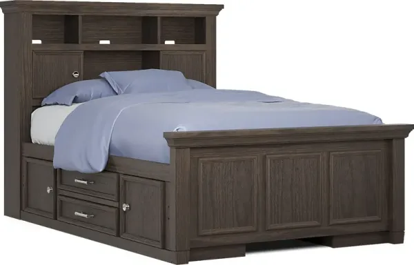 Kids Canyon Lake Java Full Bookcase Bed with 2 Storage Side Rails