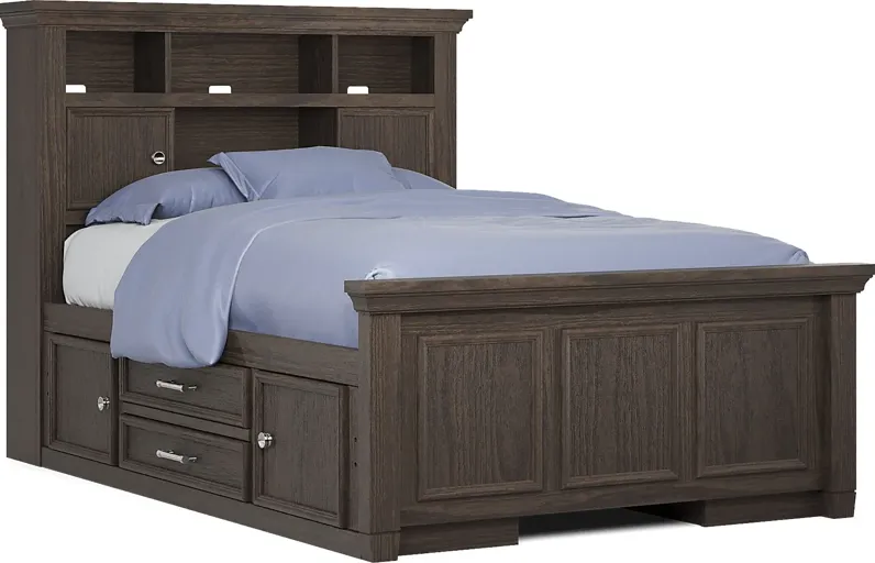 Kids Canyon Lake Java 3 Pc Full Bookcase Bed with 2 Storage Side Rails