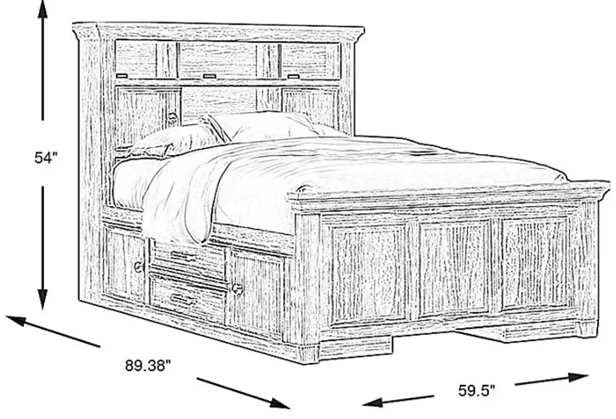 Kids Canyon Lake Ash Gray 3 Pc Full Bookcase Bed with 2 Storage Side Rails