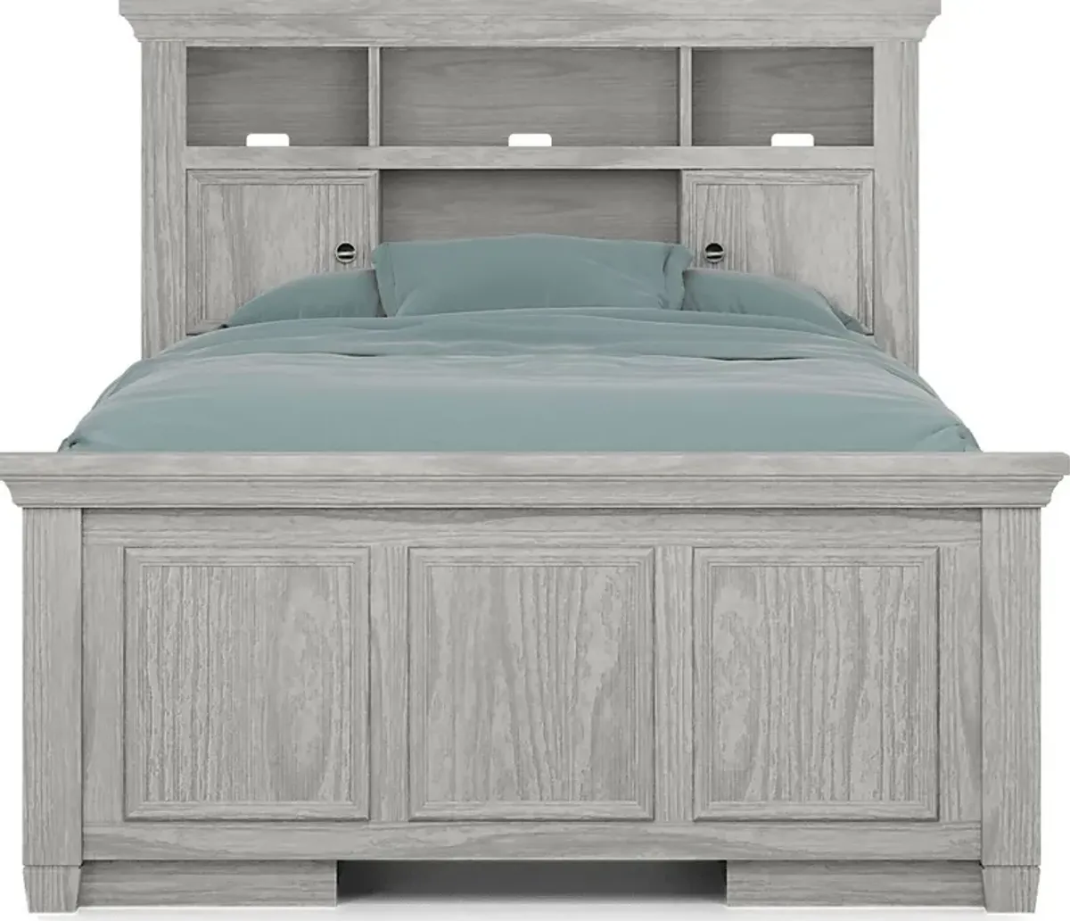 Kids Canyon Lake Ash Gray 3 Pc Full Bookcase Bed with 2 Storage Side Rails