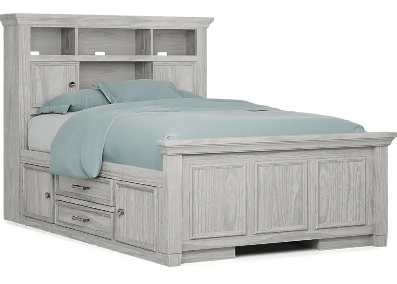 Kids Canyon Lake Ash Gray 3 Pc Full Bookcase Bed with 2 Storage Side Rails