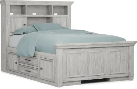 Kids Canyon Lake Ash Gray 3 Pc Full Bookcase Bed with 2 Storage Side Rails