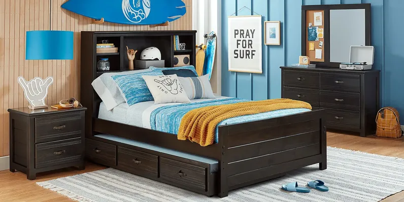 Kids Creekside 2.0 Charcoal 5 Pc Full Bookcase Bedroom