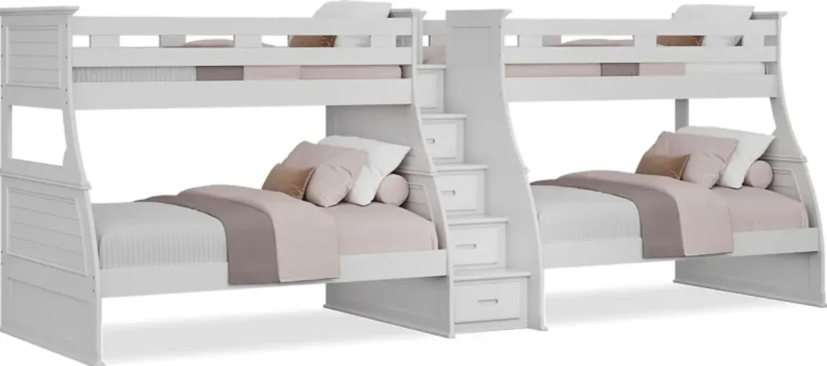 Kids Hilton Head White Twin/Full Double Step Bunk