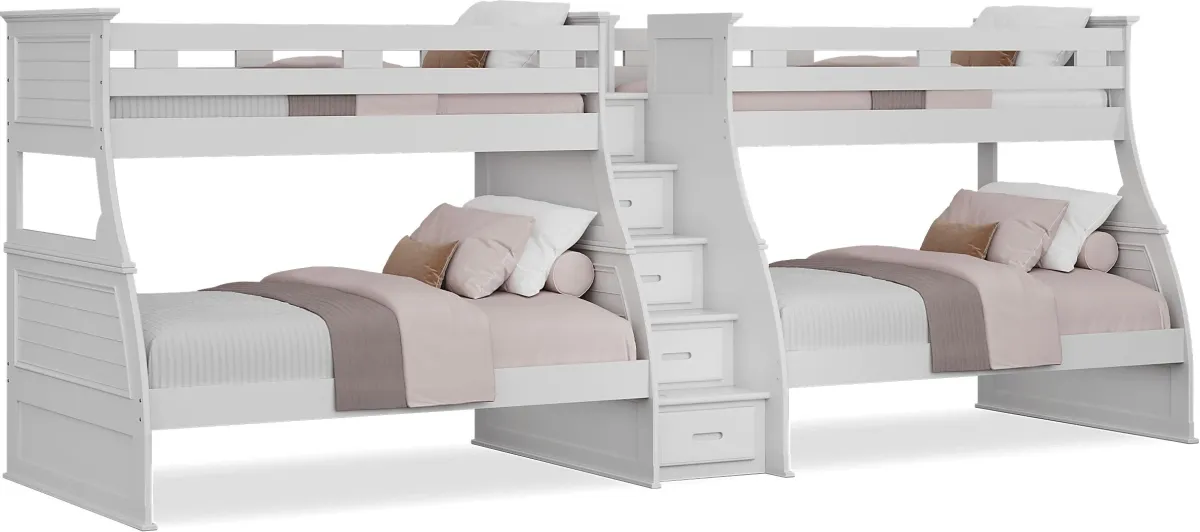 Kids Hilton Head White Twin/Full Double Step Bunk