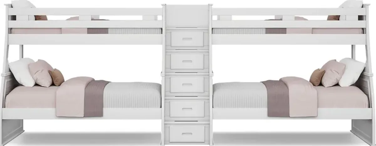 Kids Hilton Head White Twin/Full Double Step Bunk