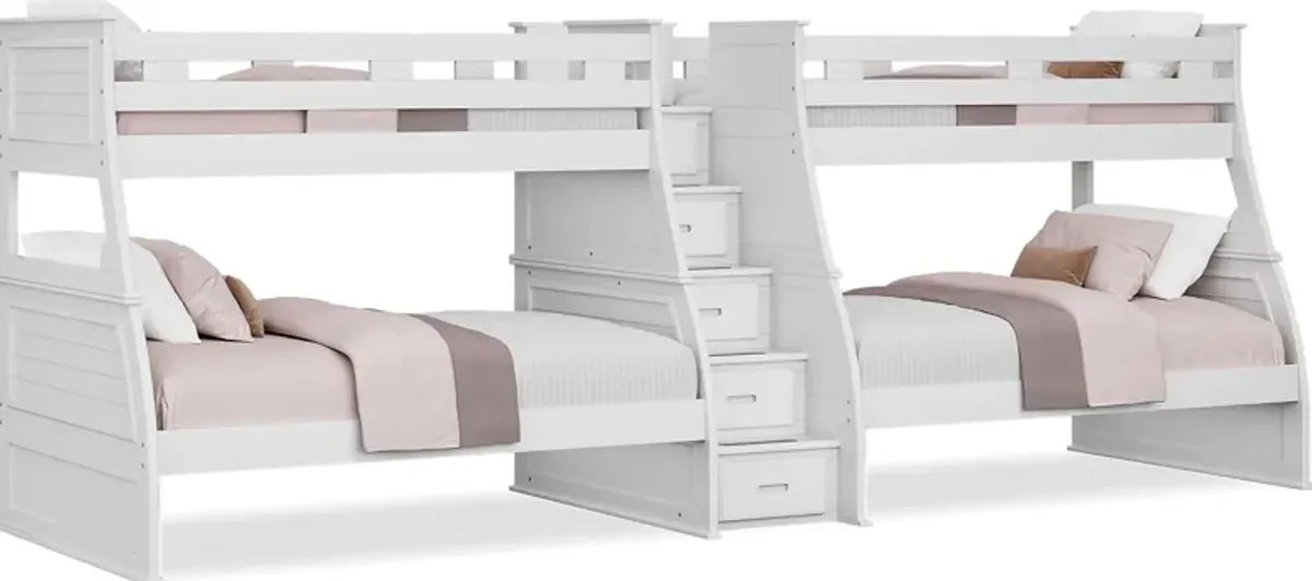 Kids Hilton Head White Twin/Full Double Step Bunk