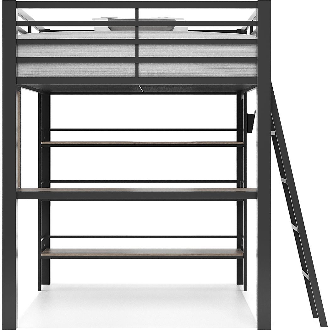 Kids Colefax Avenue Gray Full Loft Bed with Desk and Bookcase