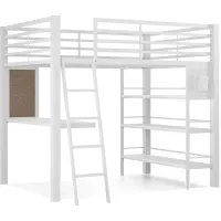 Kids Colefax Avenue White Full Loft Bed with Desk and Bookcase