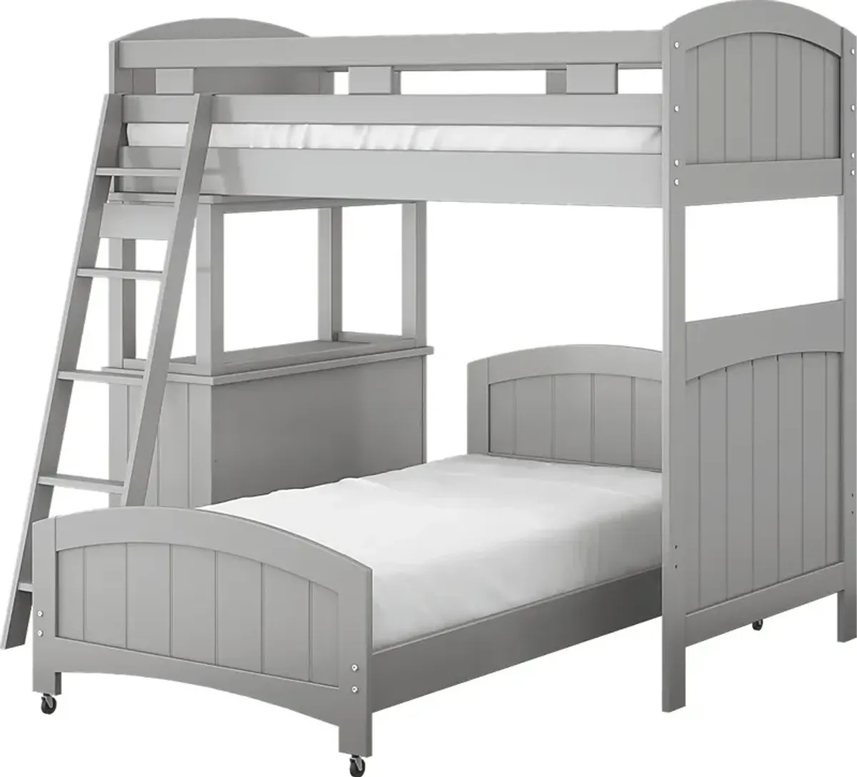 Kids Cottage Colors Gray Twin/Twin Loft Bunk Bed with Dresser