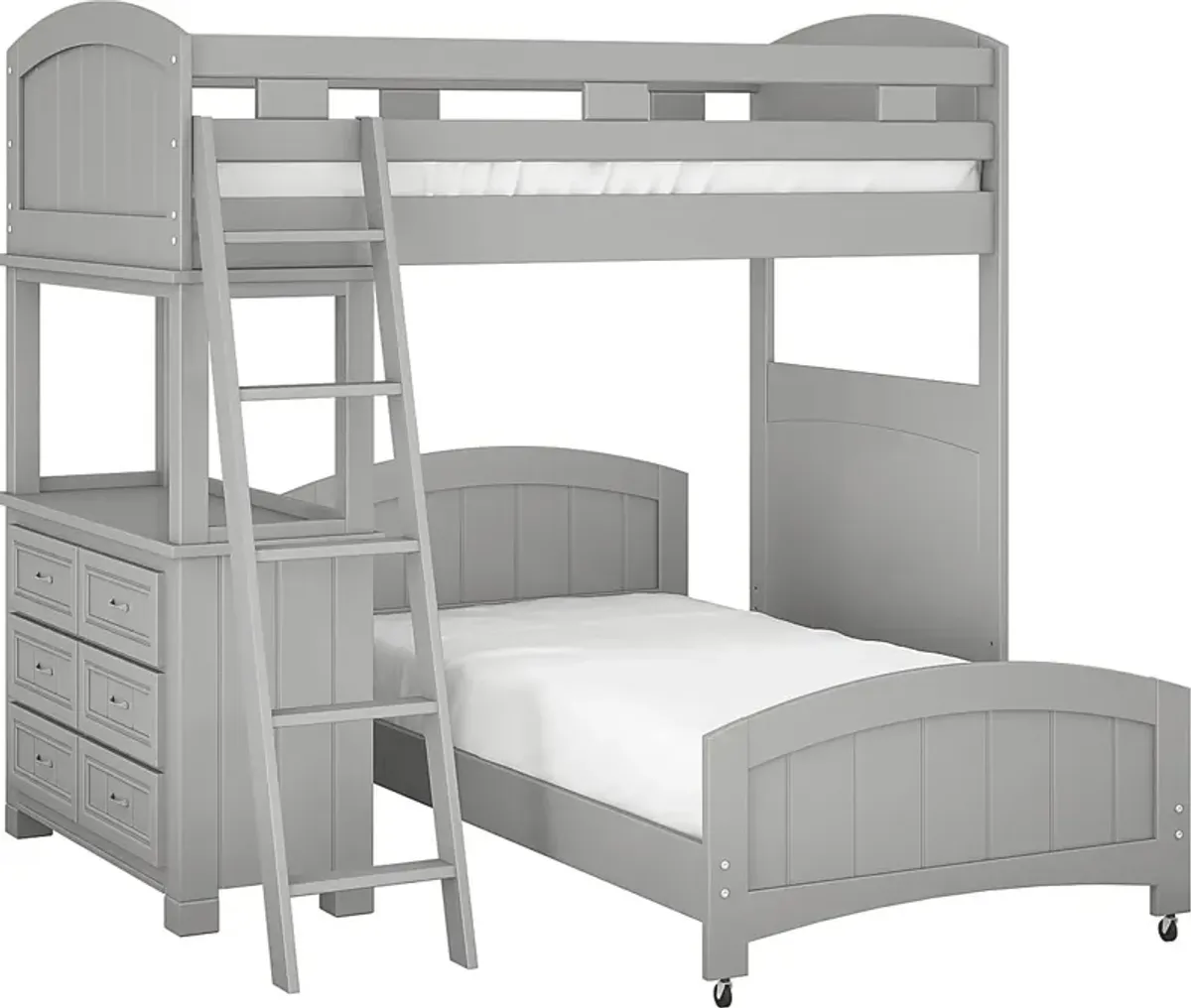 Kids Cottage Colors Gray Twin/Twin Loft Bunk Bed with Dresser