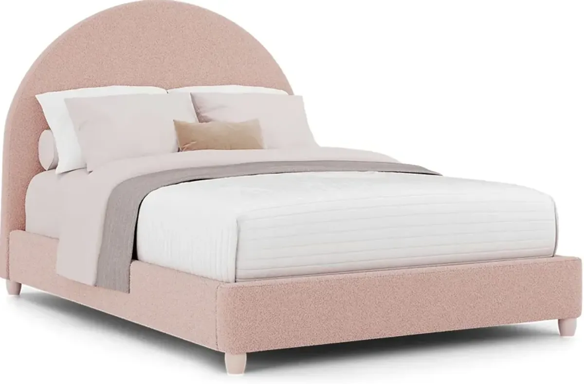 Kids South Bend Washed White 5 Pc Bedroom with Moonstone Pink Full Upholstered Bed