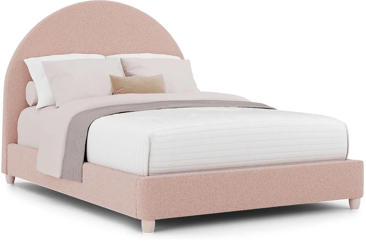 Kids South Bend Washed White Bedroom with Moonstone Pink Full Upholstered Bed