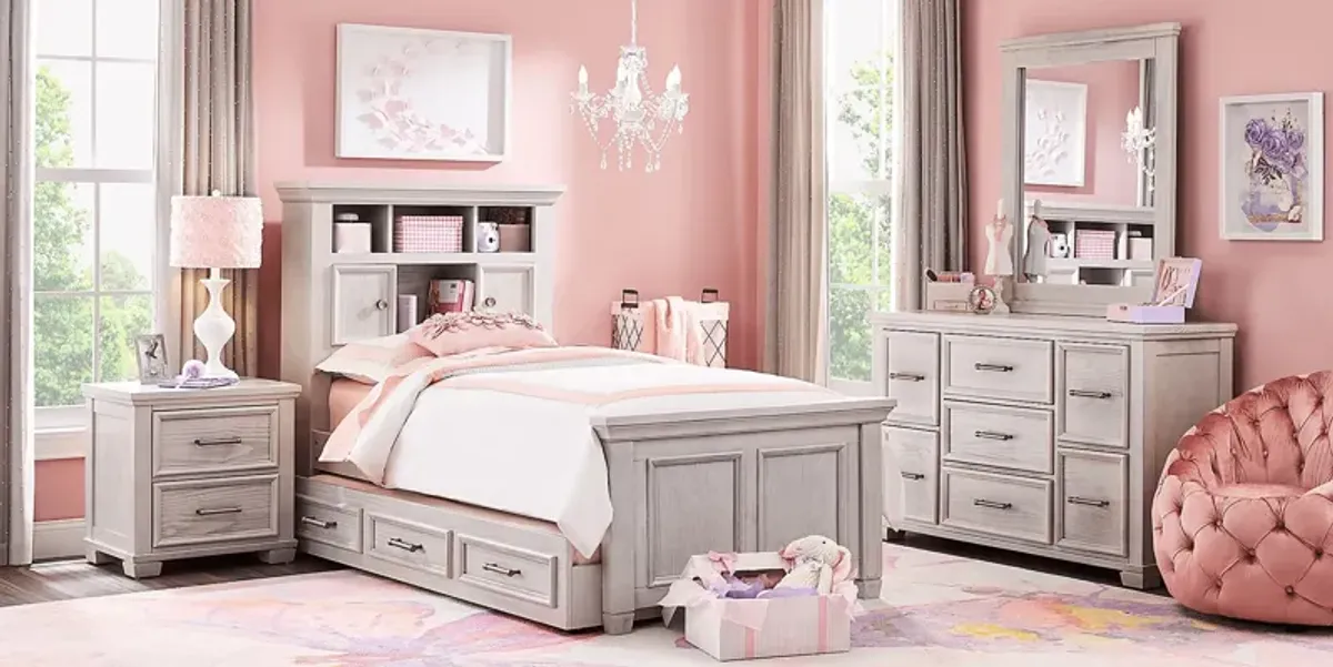 Kids Canyon Lake Ash Gray 5 Pc Twin Bookcase Bedroom