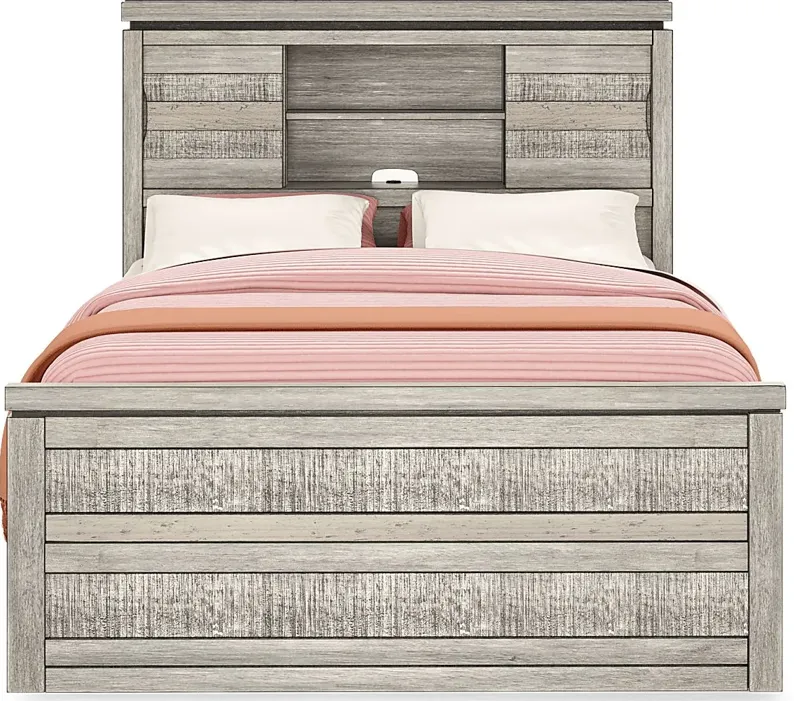 Kids Westover Hills Jr. Reclaimed Gray 4 Pc Full Bookcase Bed with Storage Side Rail and Trundle