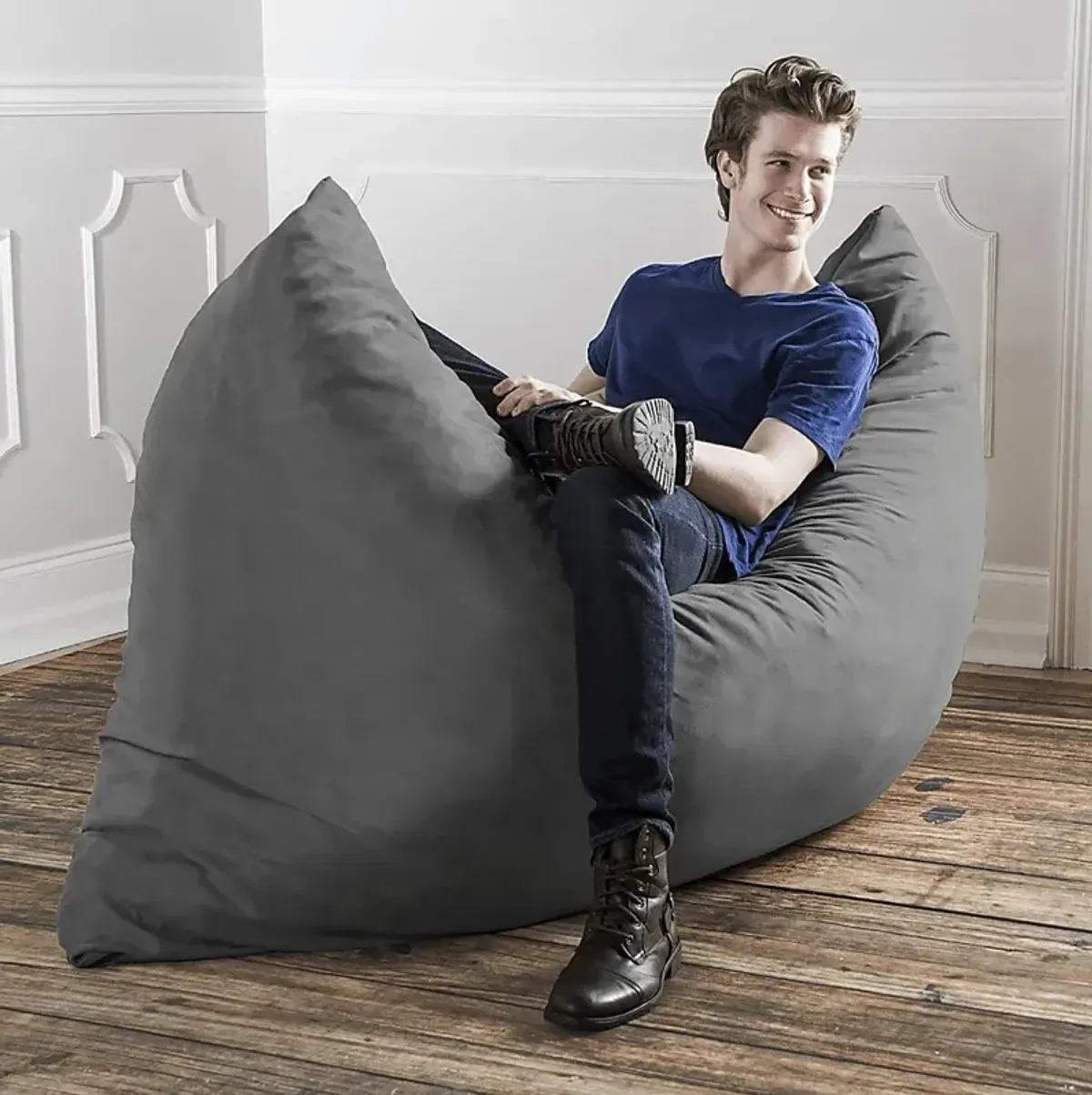 Kids Kiri Gray Large Bean Bag and Floor Pillow