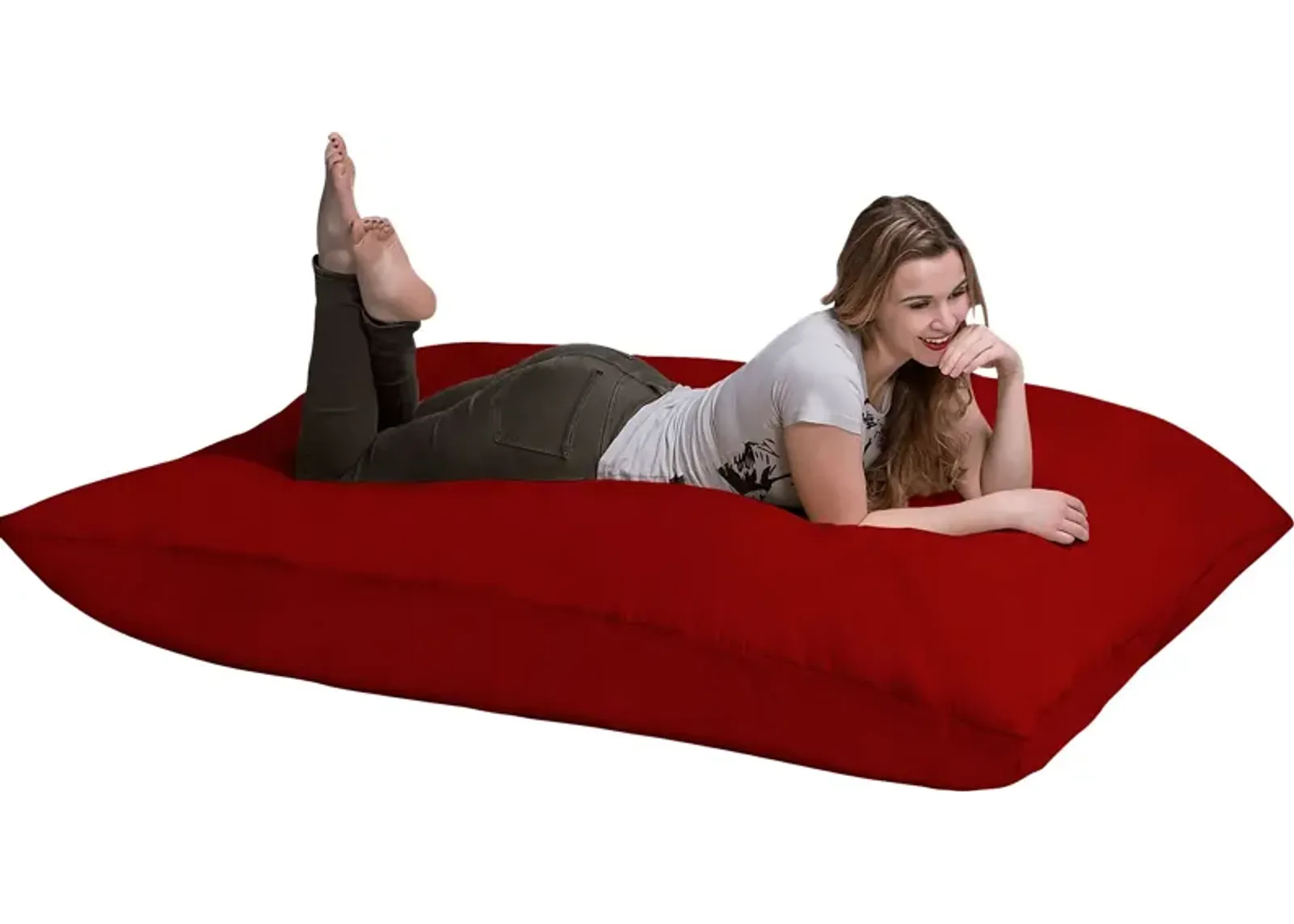 Kids Kiri Red Large Bean Bag and Floor Pillow