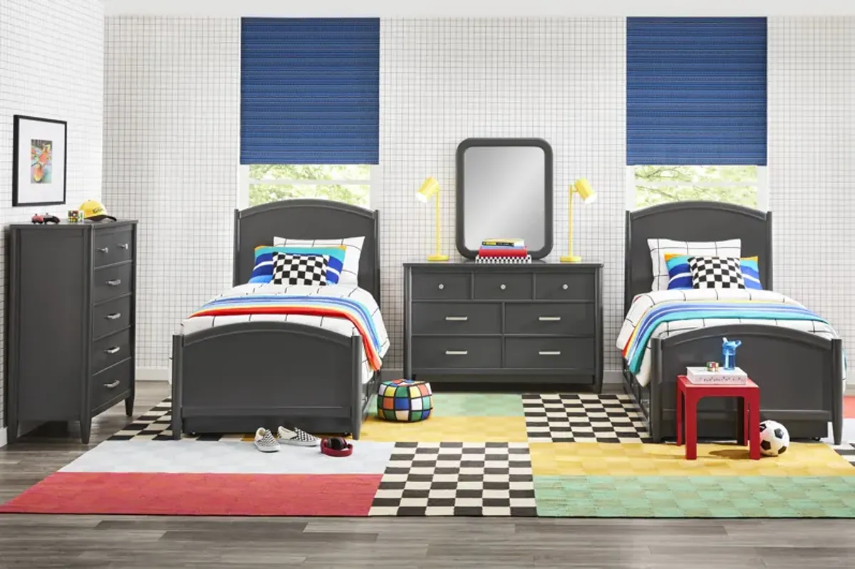 Kids Modern Colors Iron Ore Twin Panel Bedroom