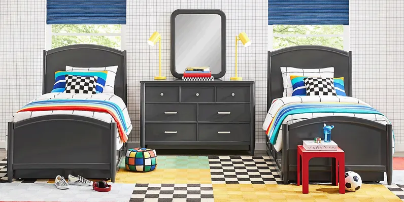 Kids Modern Colors Iron Ore 8 Pc Twin Panel Bedroom