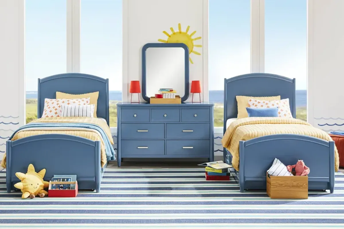 Kids Modern Colors Slate Blue Twin Panel Bedroom
