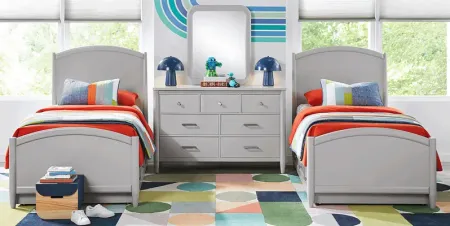 Kids Modern Colors Light Gray 8 Pc Twin Panel Bedroom