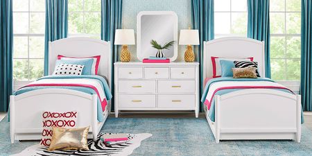 Kids Modern Colors White 8 Pc Twin Panel Bedroom