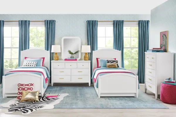 Kids Modern Colors White Twin Panel Bedroom