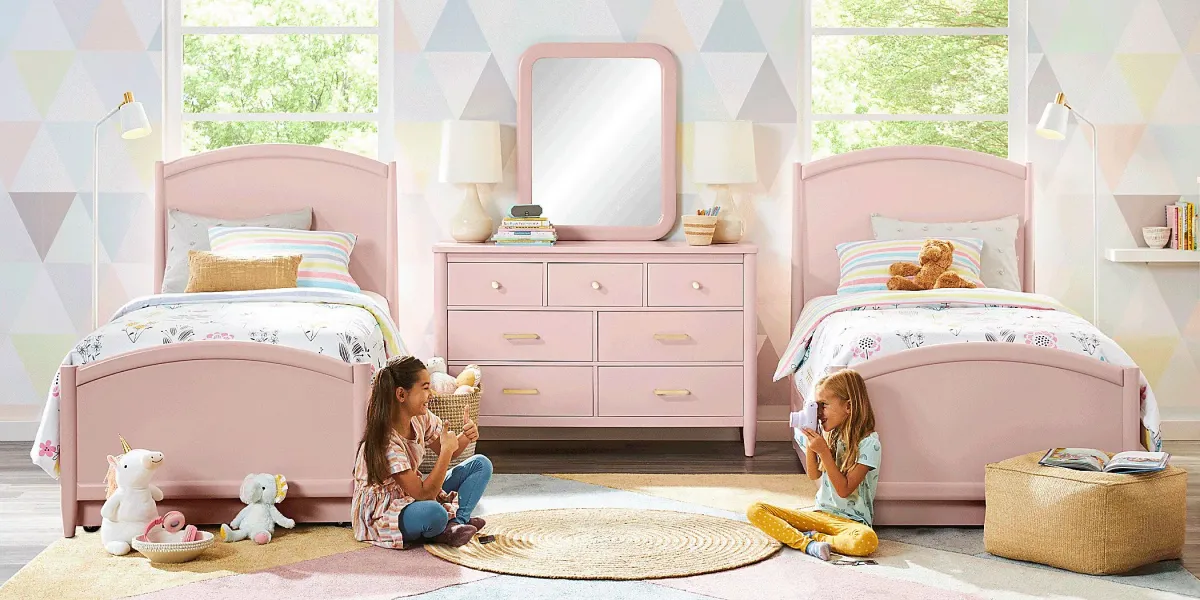 Kids Modern Colors Pink 8 Pc Twin Panel Bedroom