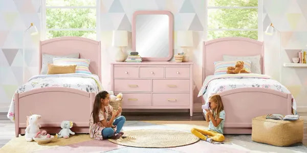 Kids Modern Colors Pink Twin Panel Bedroom