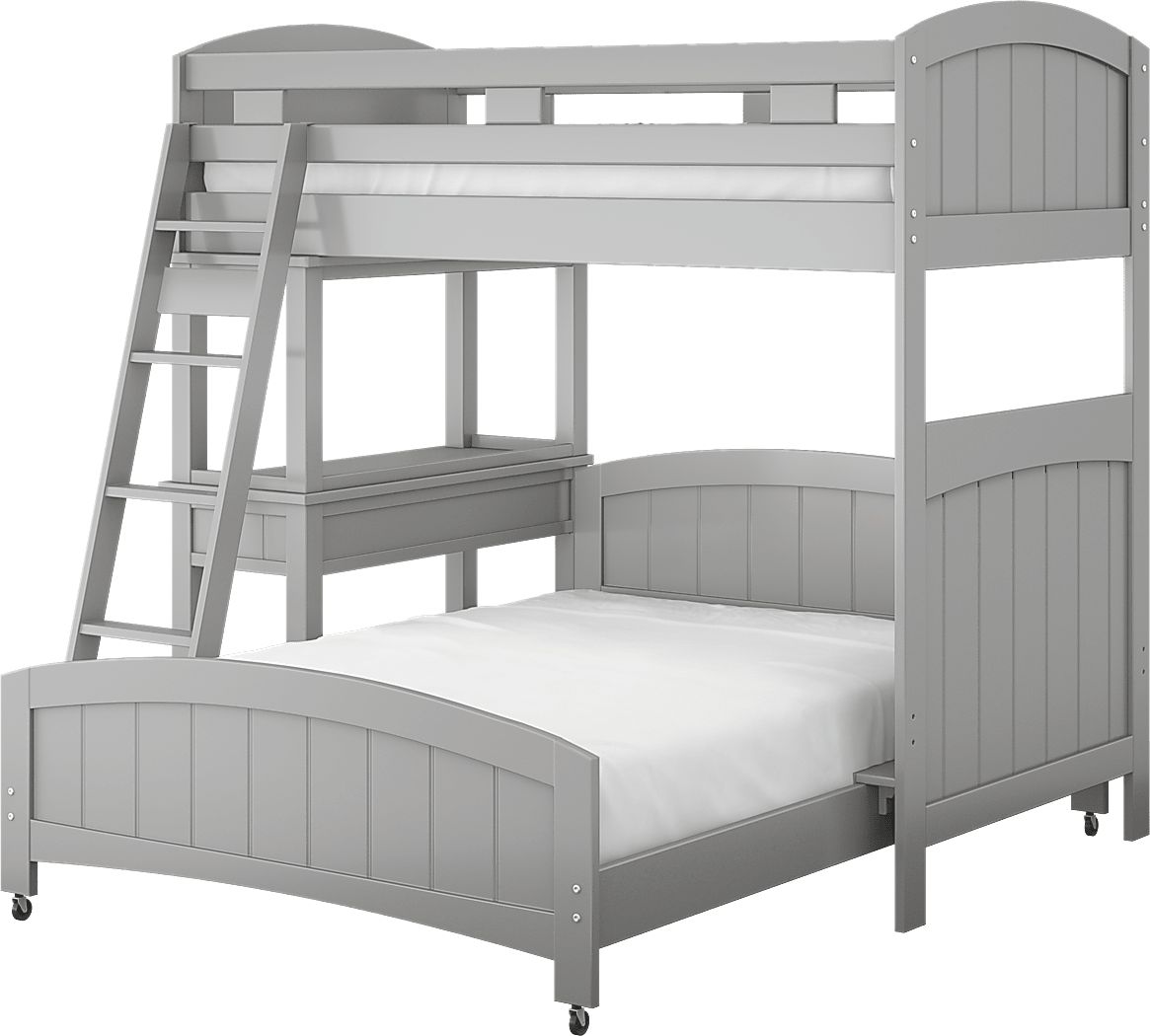 Kids Cottage Colors Gray Twin/Full Loft Bunk Bed with Desk