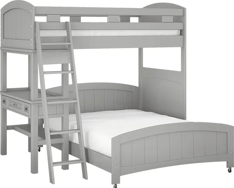 Kids Cottage Colors Gray Twin/Full Loft Bunk Bed with Desk