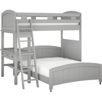 Kids Cottage Colors Gray Twin/Full Loft Bunk Bed with Desk