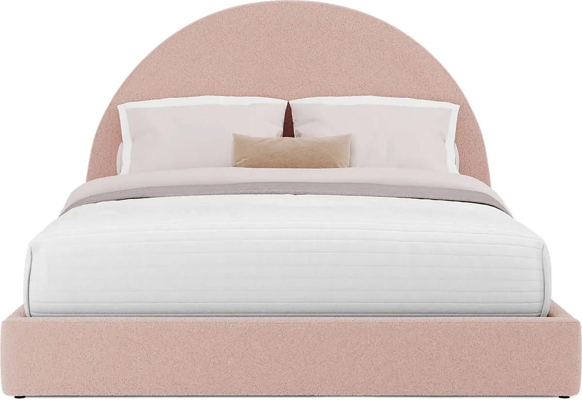 Kids South Bend Washed White Bedroom with Moonstone Pink Queen Upholstered Bed