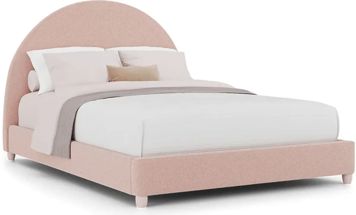 Kids South Bend Washed White 5 Pc Bedroom with Moonstone Pink Queen Upholstered Bed