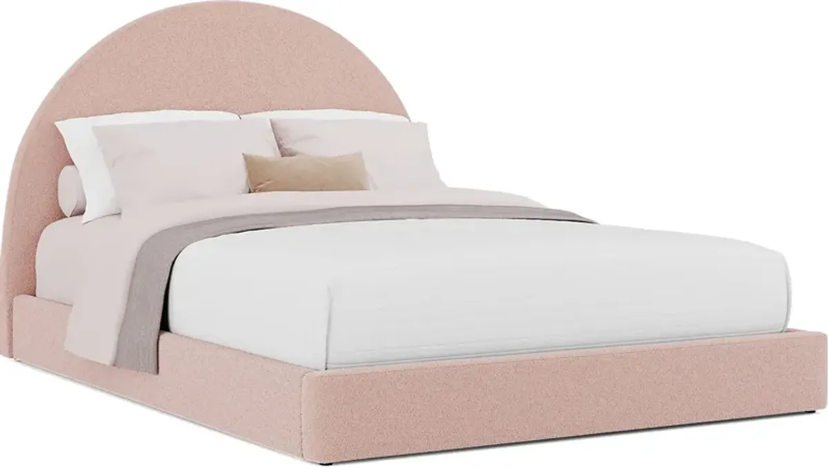 Kids South Bend Washed White 5 Pc Bedroom with Moonstone Pink Queen Upholstered Bed