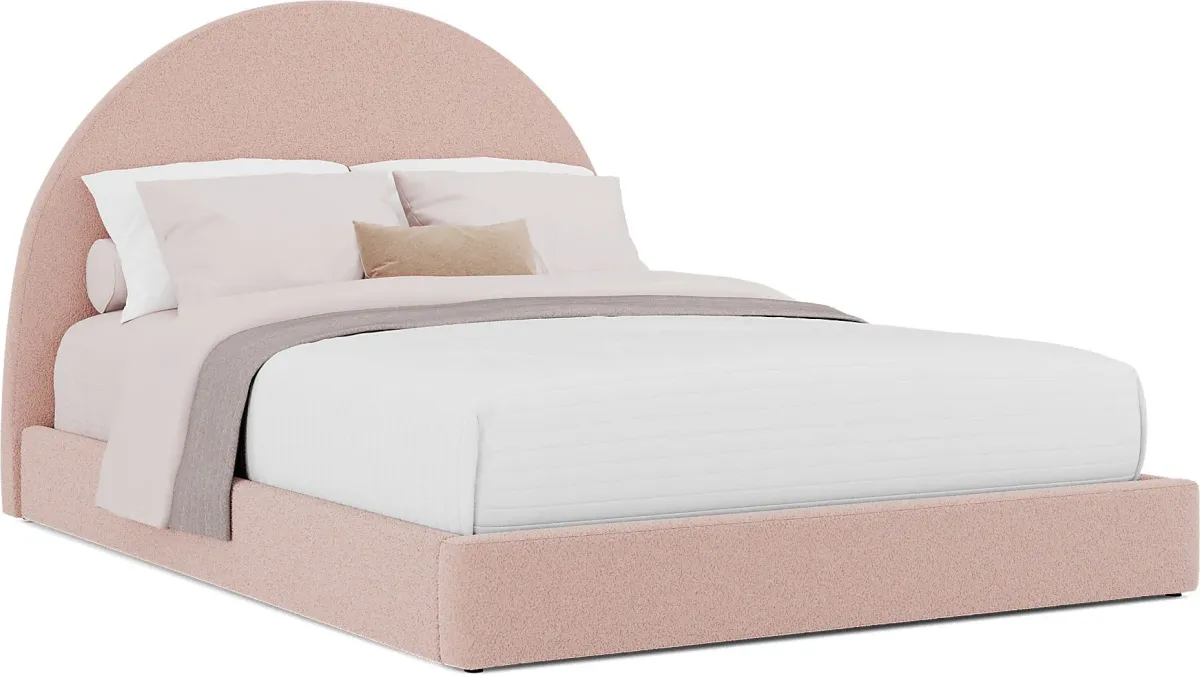 Kids South Bend Washed White Bedroom with Moonstone Pink Queen Upholstered Bed