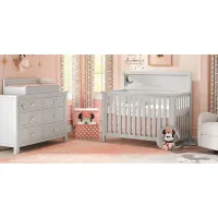 Kids Starry Dreams with Minnie Mouse Gray 6 Pc Nursery with Toddler and Conversion Rails