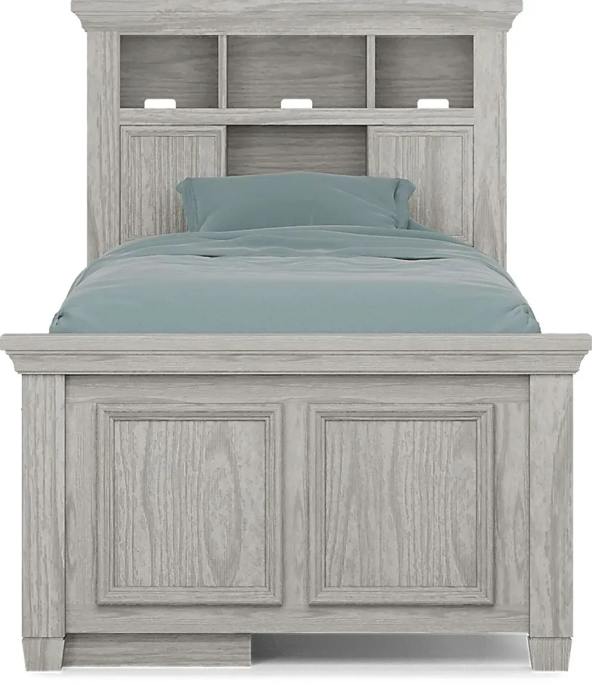 Kids Canyon Lake Ash Gray Twin Bookcase Bedroom with Storage Side Rail