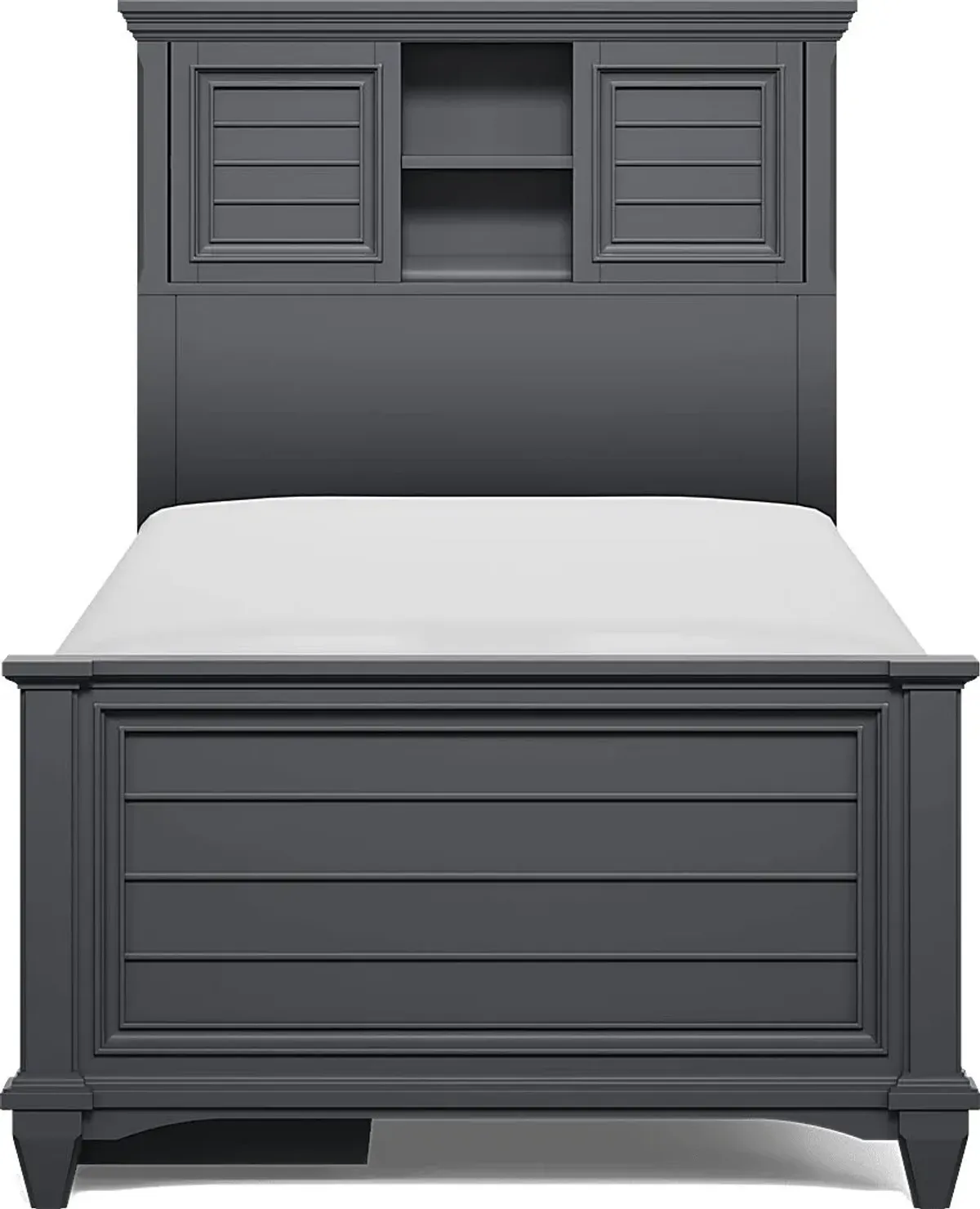 Kids Hilton Head Graphite Twin Bookcase Bed with Storage Side Rail