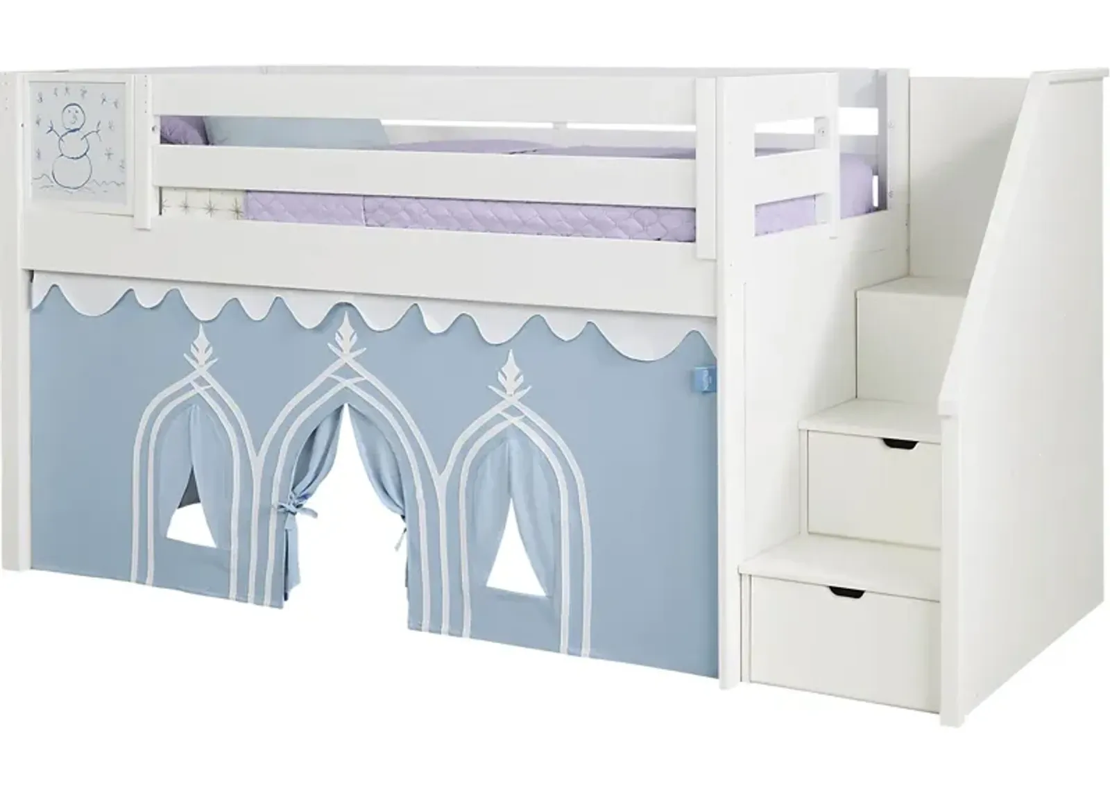 Disney Frozen White Twin Step Loft Bed with Activity Panel by Rooms To Go Furniture