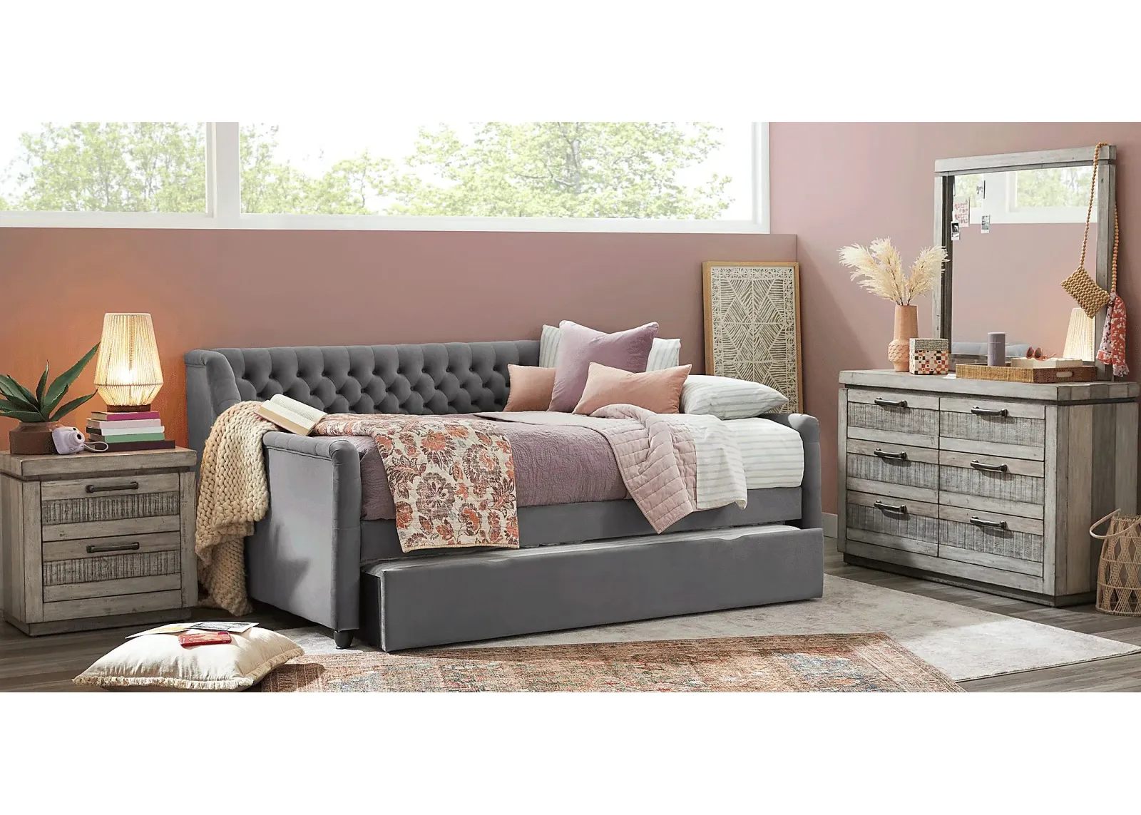 Kids Westover Hills Jr. Reclaimed Gray 5 Pc Bedroom with Alena Charcoal Twin Daybed