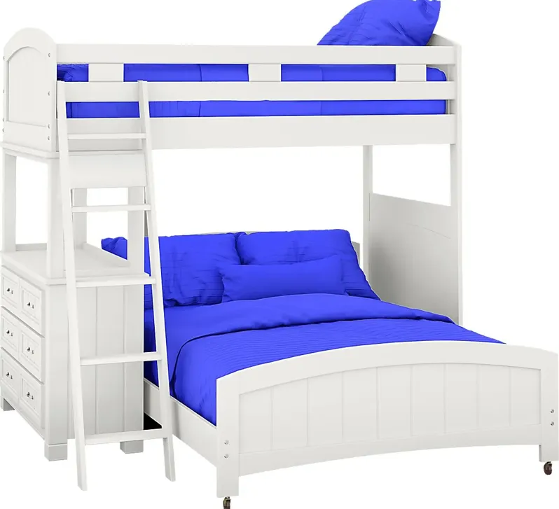 Kids Cottage Colors White Twin/Full Loft Bunk Bed with Dresser