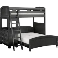 Kids Cottage Colors Black Twin/Full Loft Bunk Bed with Dresser