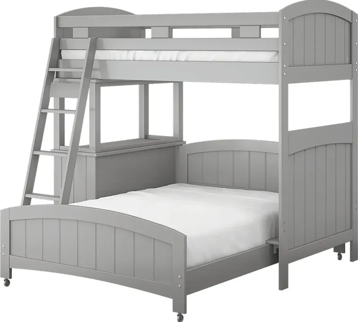 Kids Cottage Colors Gray Twin/Full Loft Bunk Bed with Dresser