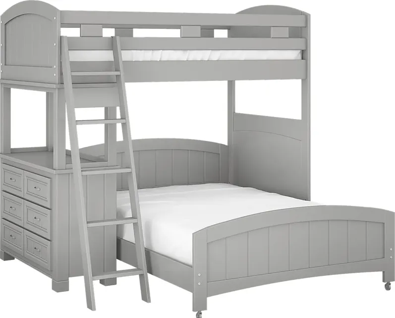 Kids Cottage Colors Gray Twin/Full Loft Bunk Bed with Dresser
