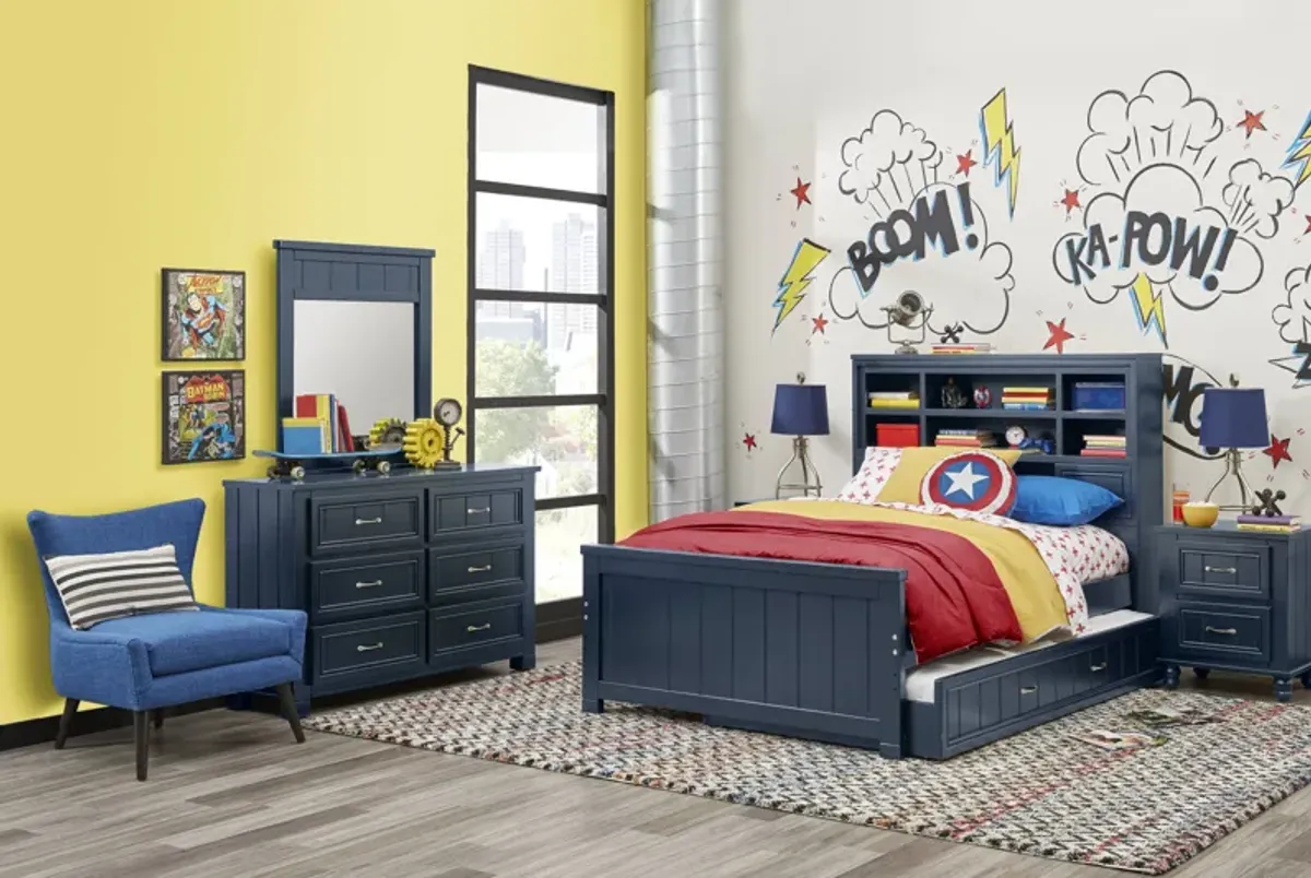 Kids Cottage Colors Navy Twin Bookcase Bedroom